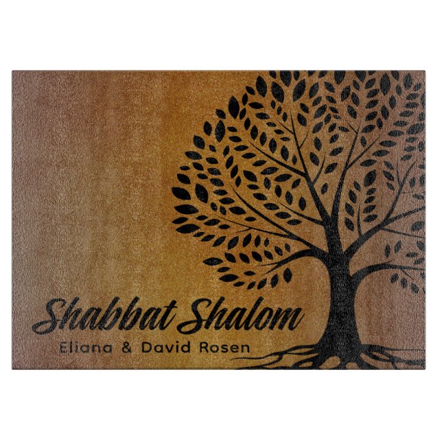 Planche À Découper Shabbat Personnalisé Shalom Etz Chayim Tree Challa (Devant)