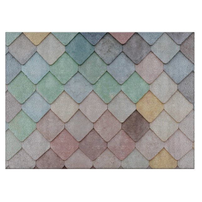 Planche À Découper Shabby Carrelage Chic Pastel (Devant)