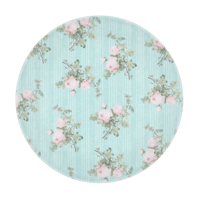 Planche À Découper Shabby chic plateau de coupe ronde en verre décora (Devant)