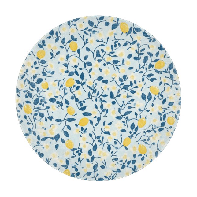 Planche À Découper Shabby Chic Série Florale au Citron Design #3 (Devant)