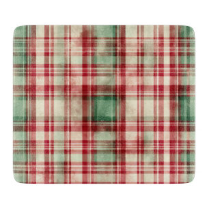 Planche À Découper Shabby Chic Tartan de Noël désorganisé