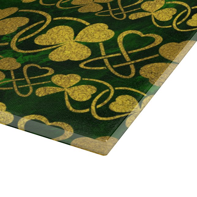 Planche À Découper Shamrock irlandais - or de trèfle et motif vert (Coin)