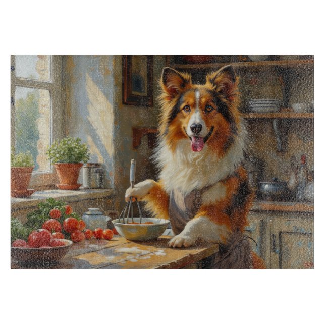 Planche À Découper Sheltie cuisine dans la cuisine (Devant)