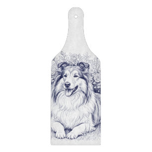 Planche À Découper Sheltie & Fleurs