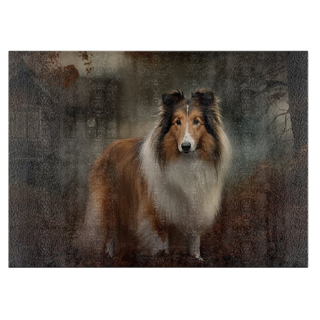 Planche À Découper Shetland Sheepdog Halloween Épouvantable (Devant)