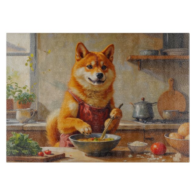 Planche À Découper Shiba Inu cuisine dans la cuisine (Devant)