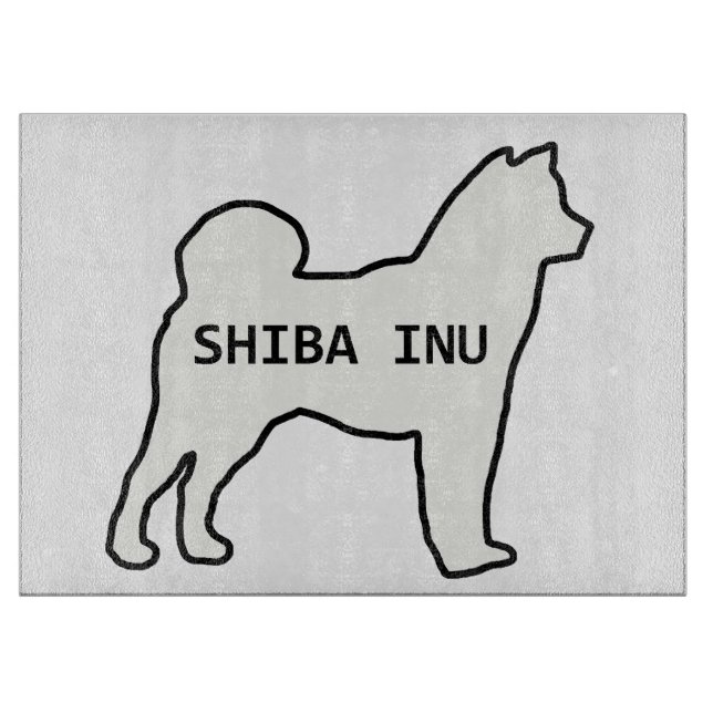 Planche À Découper Shiba Inu nom crème silhouette (Devant)