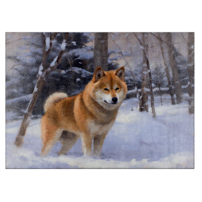 Planche À Découper Shiba Inu Qu'il neige Noël (Devant)