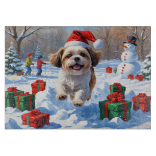 Planche À Découper Shih Tzu coule dans la neige avec le Casquette de 