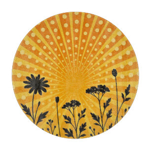 Planche À Découper Silhouette de fleur à pois dorés radieux