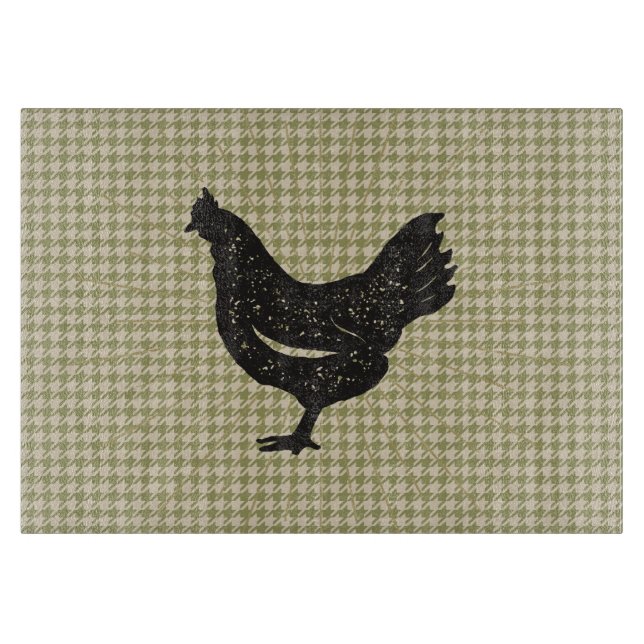 Planche À Découper Silhouette de poulet rustique   (Devant)