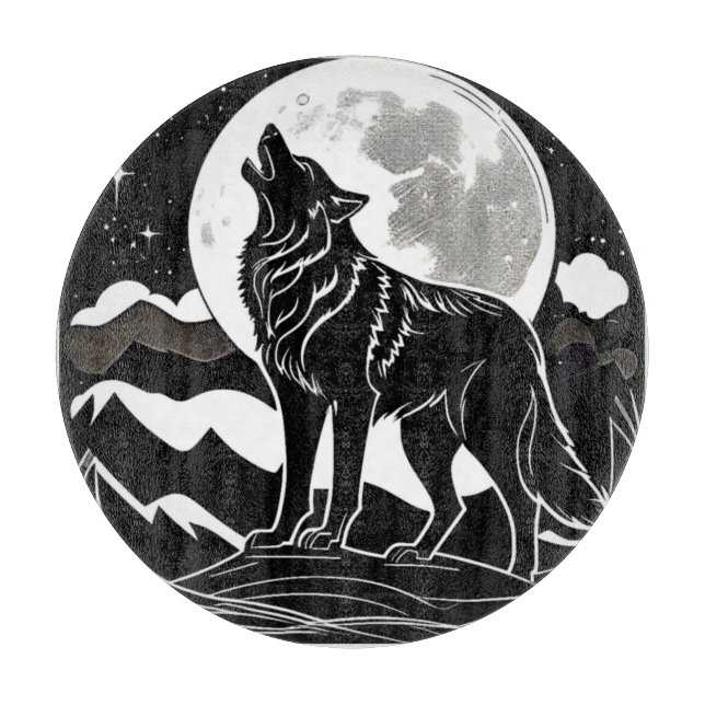 Planche À Découper Silhouette Wolf de nuit (Devant)