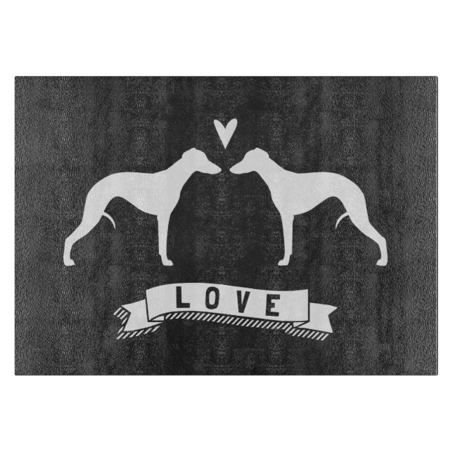 Planche À Découper Silhouettes de Whippet Amour (Devant)