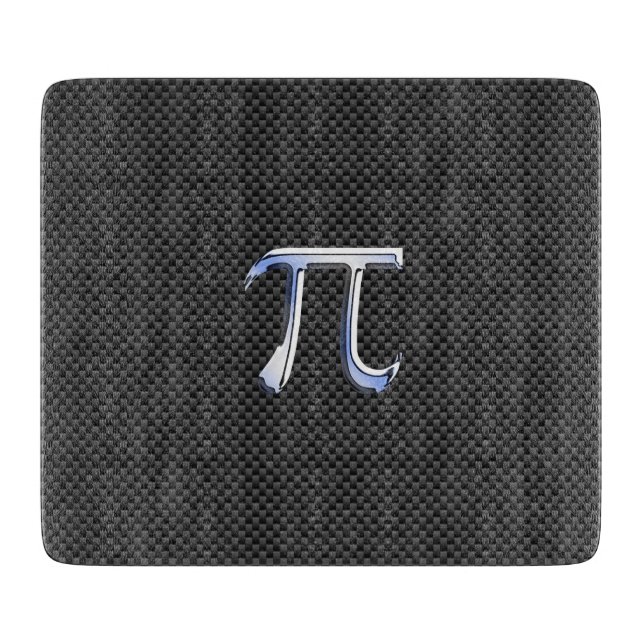 Planche À Découper Silver Chrome Like Pi Symbol on Carbon Fiber Print (Devant)