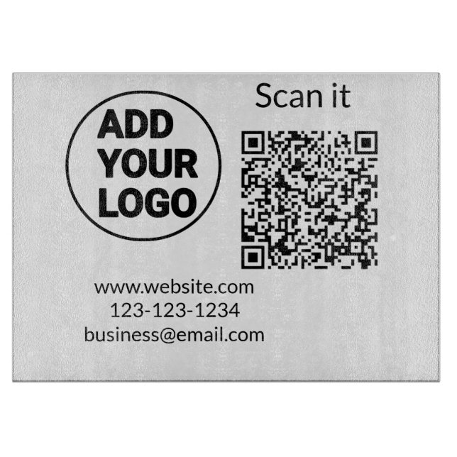 Planche À Découper Simple minimal q r code add logo scan code name we (Devant)