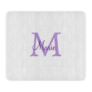 Planche À Découper simple minimum ajouter nom monogramme rose    redj