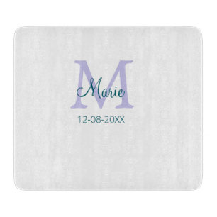 Planche À Découper simple minimum ajouter nom monogramme violet vert