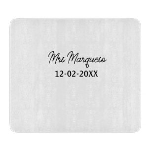 Planche À Découper simple monogramme minimaliste Mme M. nom date anné