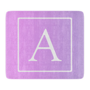 Planche À Découper Simple Monogramme Ombré Rose/Violet Subtil