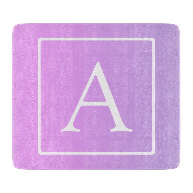 Planche À Découper Simple Monogramme | Ombré Rose/Violet Subtil (Devant)