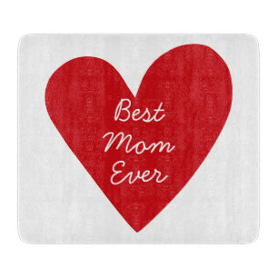 Planche À Découper Simple Script Red Heart Best Mom Ever Mothers Day