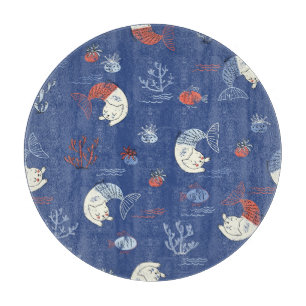 Planche À Découper Sirène de chat, motif transparent texturé.