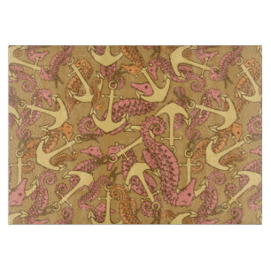 Planche À Découper Sketchy Seahorse Et Ancre Motif