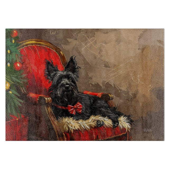 Planche À Découper Skye Terrier Chien Festif de Noël (Devant)