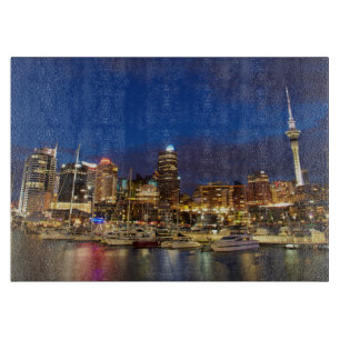 Planche À Découper Skyline nocturne d'Auckland