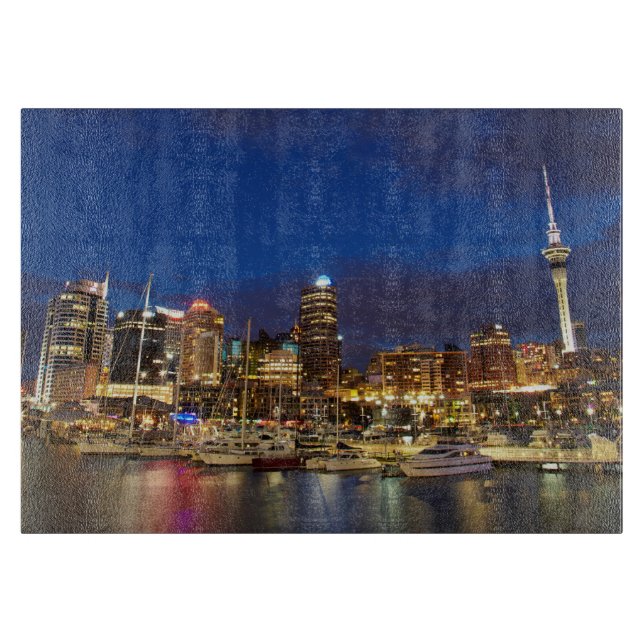 Planche À Découper Skyline nocturne d'Auckland (Devant)