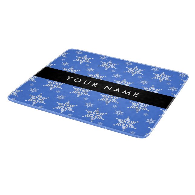 Planche À Découper Snowflakes blanc, Bleu, Votre nom, Personnaliser (Coin)
