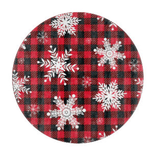 Planche À Découper Snowflakes & Buffalo Plaid : Charme hivernal