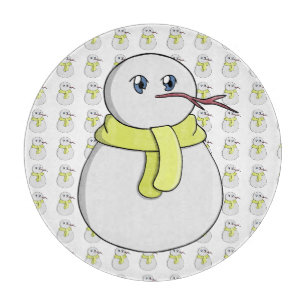 Planche À Découper Snowman portant une écharpe jaune