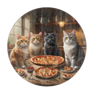 Planche À Découper Soirée Pizza Chat,