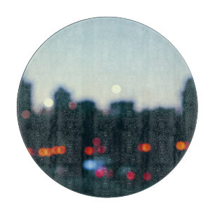 Planche À Découper Soirée Varsovie : Silhouette du paysage urbain flo