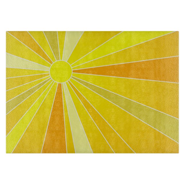 Planche À Découper Soleil Sun avec les rayons jaunes et oranges (Devant)
