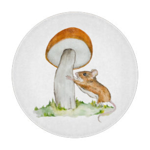 Planche À Découper Souris drôle avec champignon sauvage