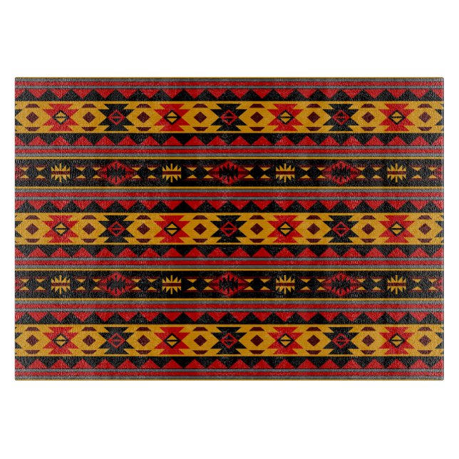 Planche À Découper Southwest Design Red Black Gold Tribal Motif (Devant)