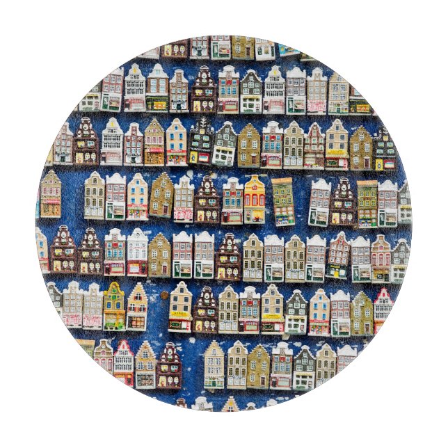 Planche À Découper souvenirs hollandais, scène de rue à Amsterdam. (Devant)