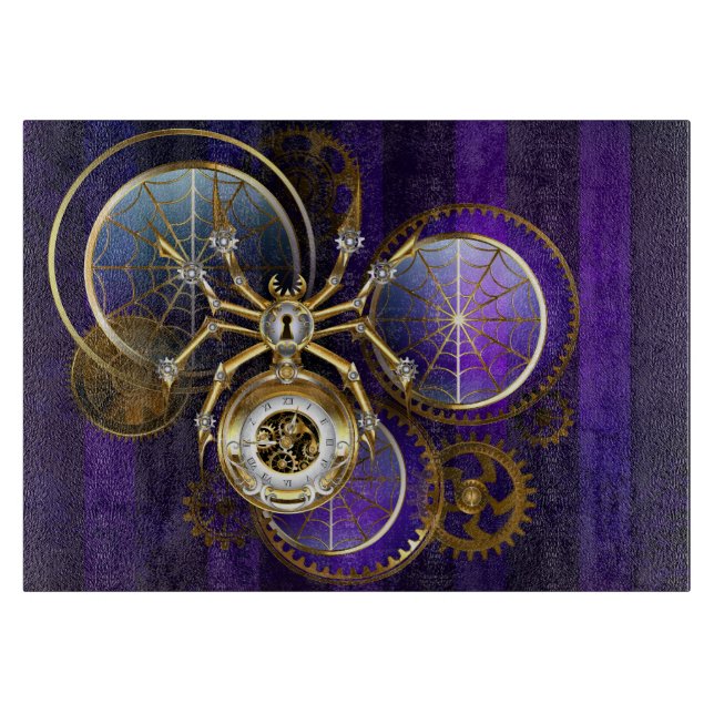 Planche À Découper Spider Steampunk sur Arrière - plan pourpre (Devant)
