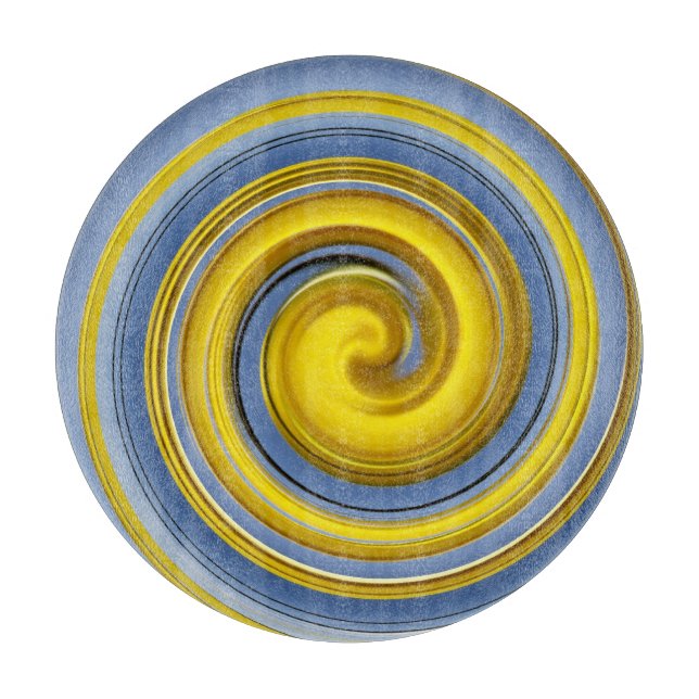 Planche À Découper spirale jaune et bleue (Devant)