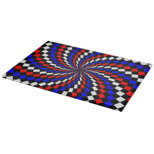 Planche À Découper Spirale rouge blanc de Checker bleu par Kenneth Yo
