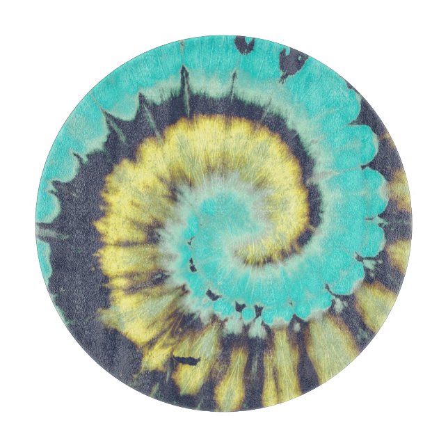 Planche À Découper Spirale turquoise : Grunge Hippie Texture. (Devant)