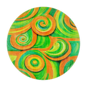 Planche À Découper Spirale verte et orange