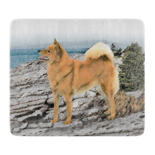 Planche À Découper Spitz finlandais à Seashore Peinture - Chien Art (Devant)