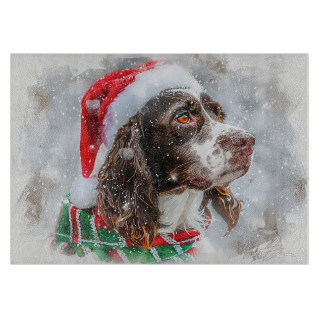 Planche À Découper Springer Spaniel Chien Fête de Noël (Devant)