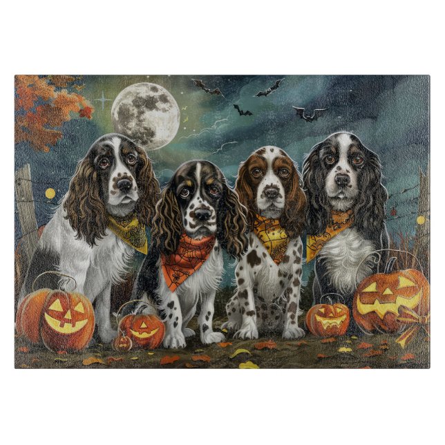 Planche À Découper Springer Spaniel Halloween Éffrayant (Devant)