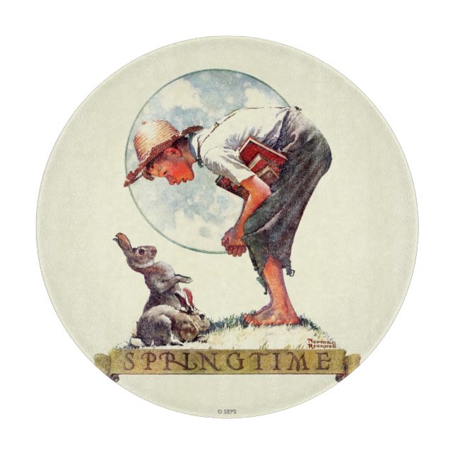 Planche À Découper Springtime, 1935 garçon avec lapin (Devant)