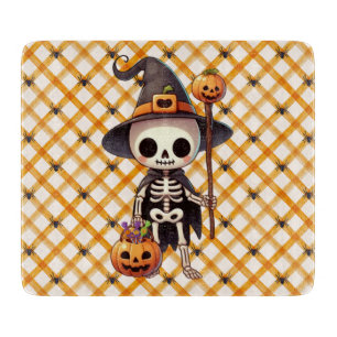 Planche À Découper Squelette d'Halloween blanc mignon