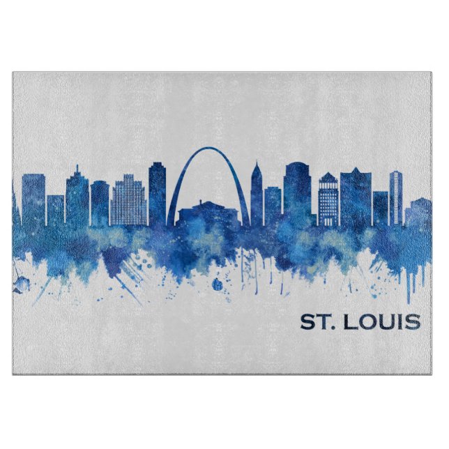 Planche À Découper St. Louis Missouri Skyline Blue (Devant)